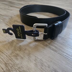 NWT Polo by Ralph Lauren Men's Black Leather Belt 46